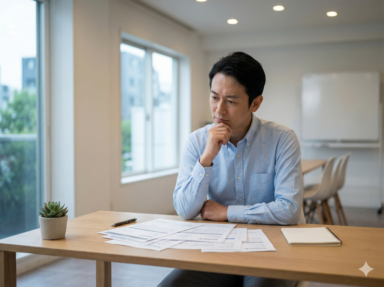 予算に悩む中小企業のイメージ